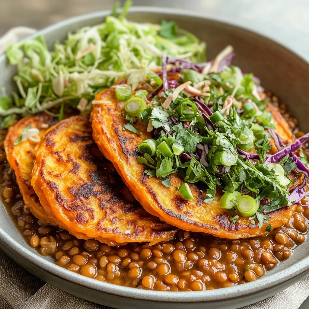 Caramelized Sweet Potato Scallion Lentils
