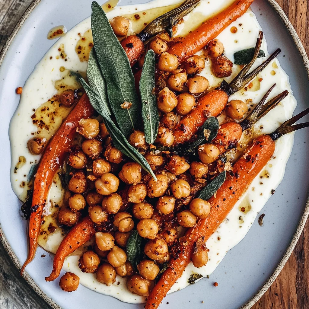 Maple Sage Glazed Carrots with Crispy Chickpeas