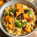 Vegan Butternut Squash Risotto with Brussels Sprouts