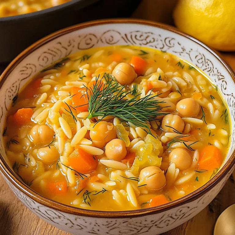 Vegan Lemon Orzo Chickpea Soup