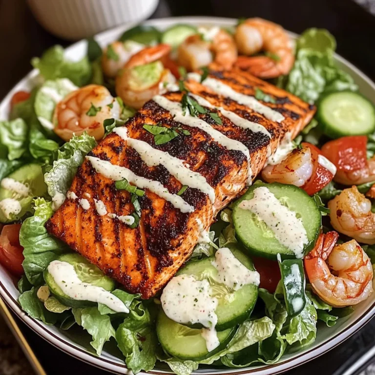 Blackened Salmon & Shrimp Salad