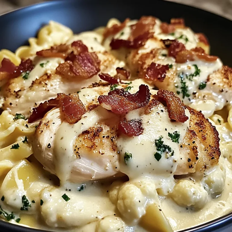 Creamy Cauliflower Alfredo with Chicken and Bacon