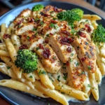 Creamy Tuscan Chicken and Broccoli Alfredo Penne