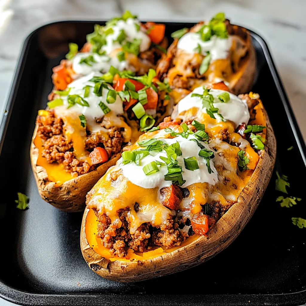 High Protein Ground Turkey Stuffed Sweet Potato