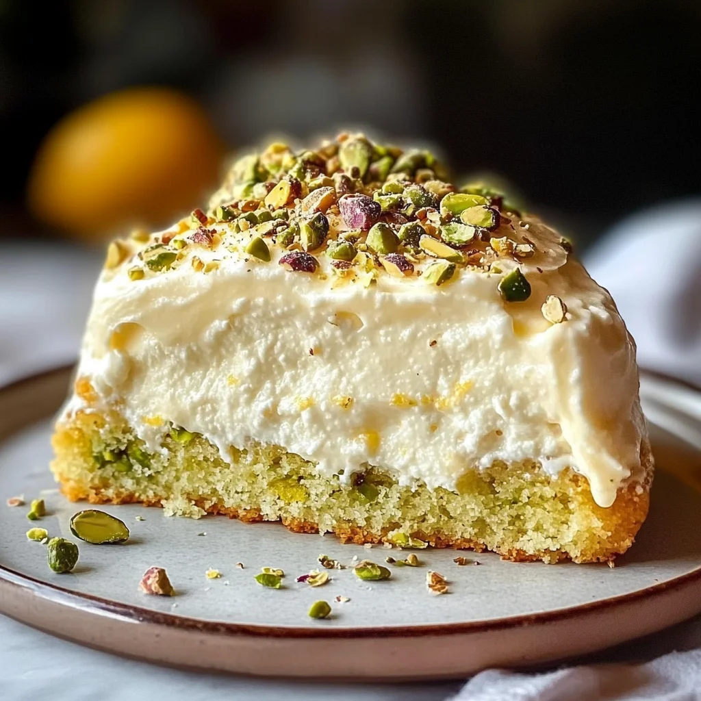 Lemon Pistachio Ricotta Cloud Cake