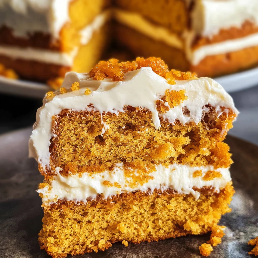 Pumpkin Spice Gooey Cake with Cream Cheese Frosting