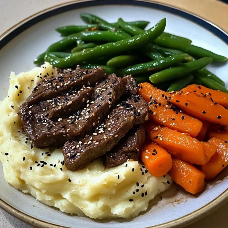 Savory Beef Plate with Mash, Carrots & Green Beans