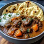 Slow-Cooked Beef Curry with Buttery Garlic Naan
