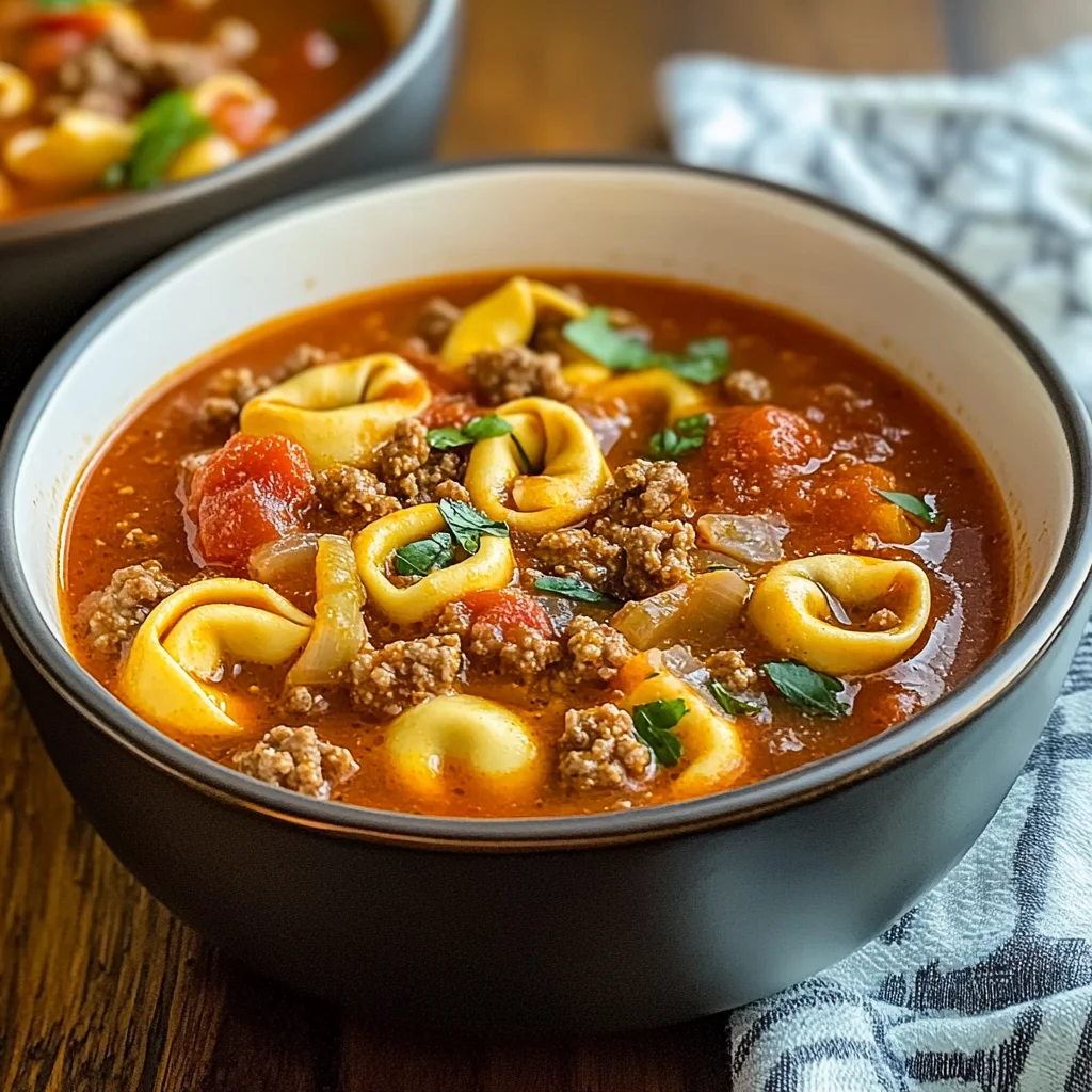 Tasty Ground Beef Tortellini Soup