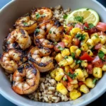 Zesty Shrimp Bowl with Brown Rice & Pineapple Corn Salsa