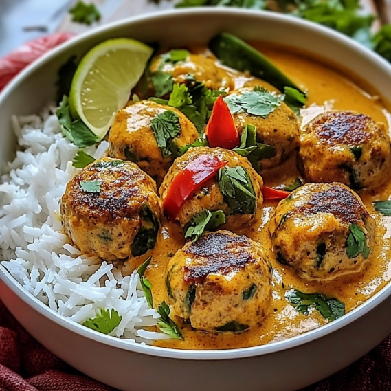 Thai Chicken Meatballs in Creamy Coconut Curry