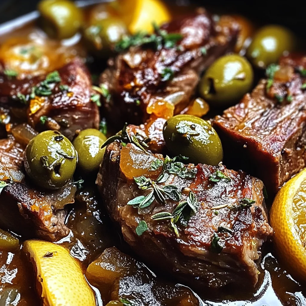 Braised Lamb Neck with Lemon, Olives & Warm Spices