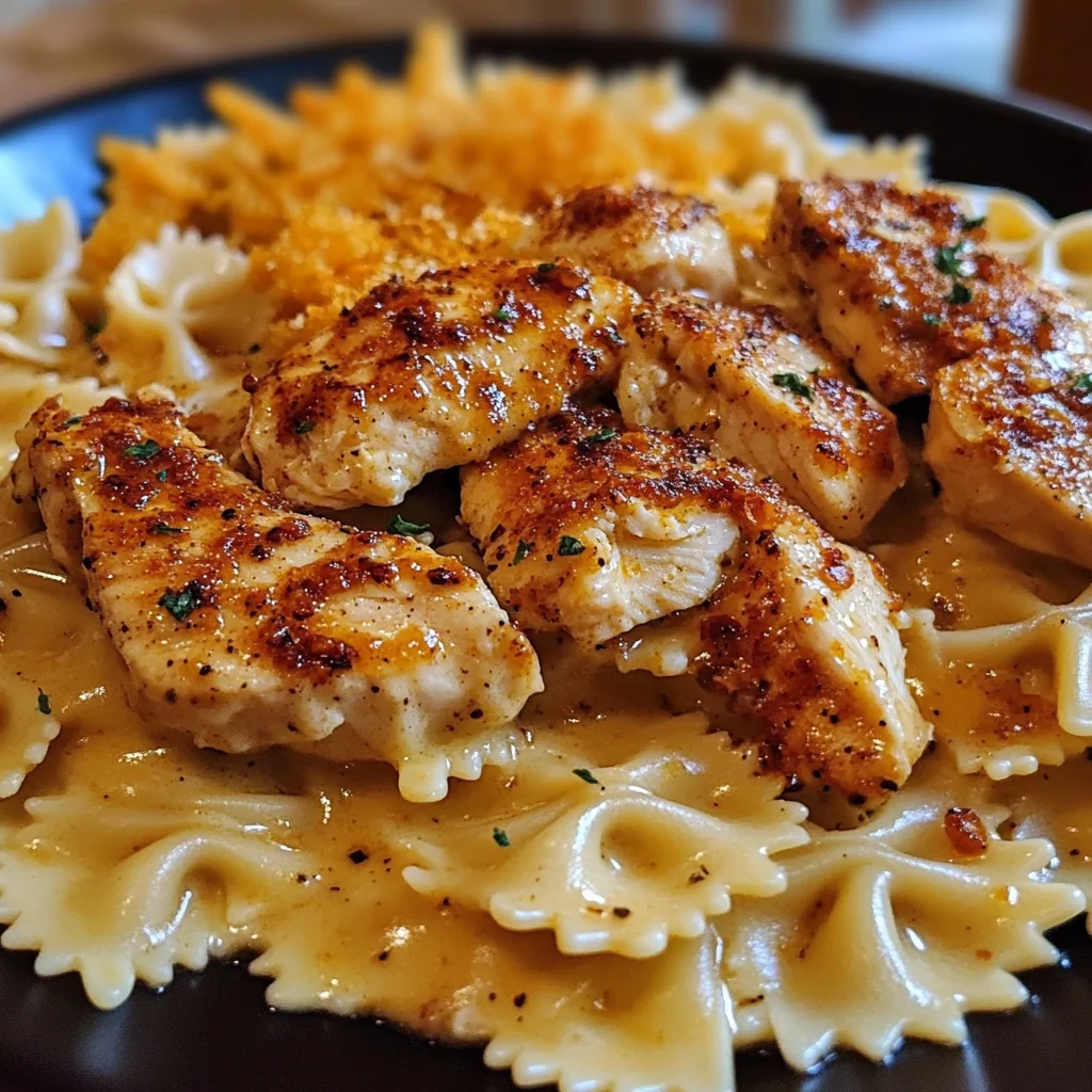 Cajun Chicken Bowtie Alfredo in Velveeta Garlic Sauce
