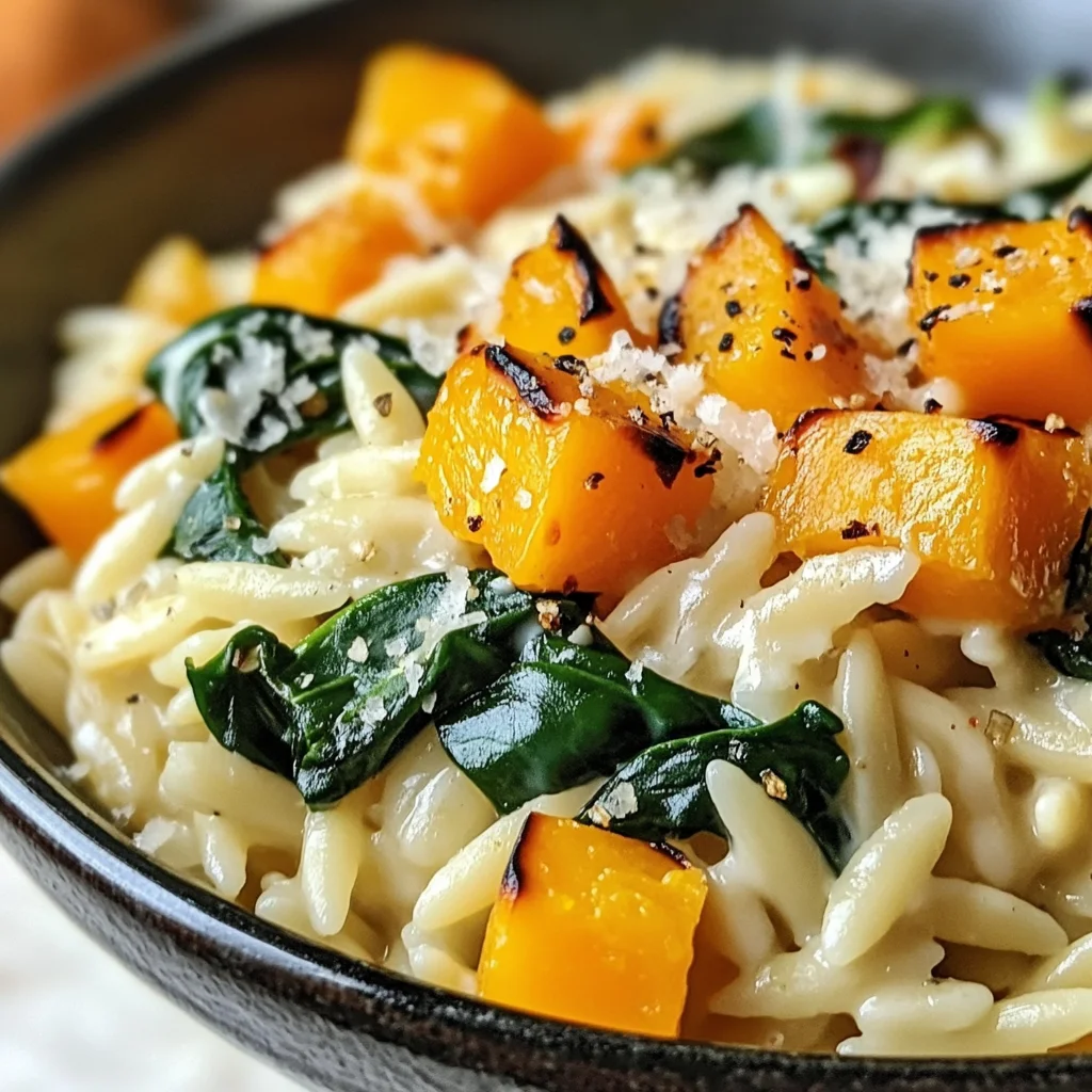 Creamy Orzo with Roasted Butternut Squash and Spinach