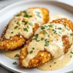 Crispy Parmesan Chicken with a Rich Garlic Sauce - Easy Dinner Idea