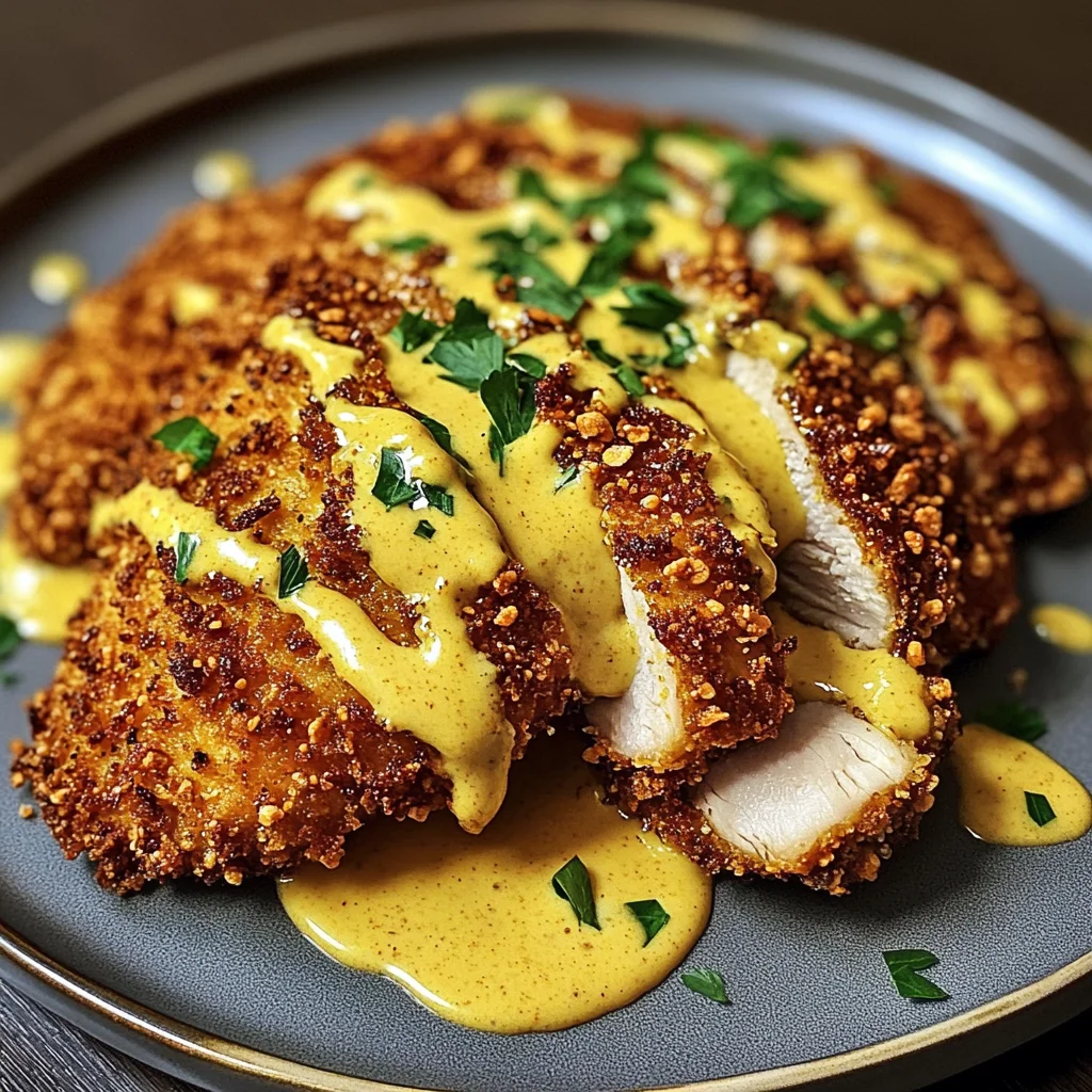 Crispy Pretzel Crusted Chicken with Cheddar Mustard Sauce Recipe