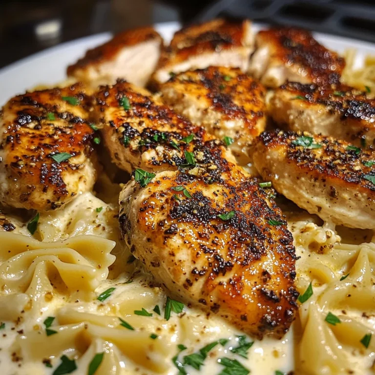 Garlic Chicken with Cheesy Bowtie Alfredo