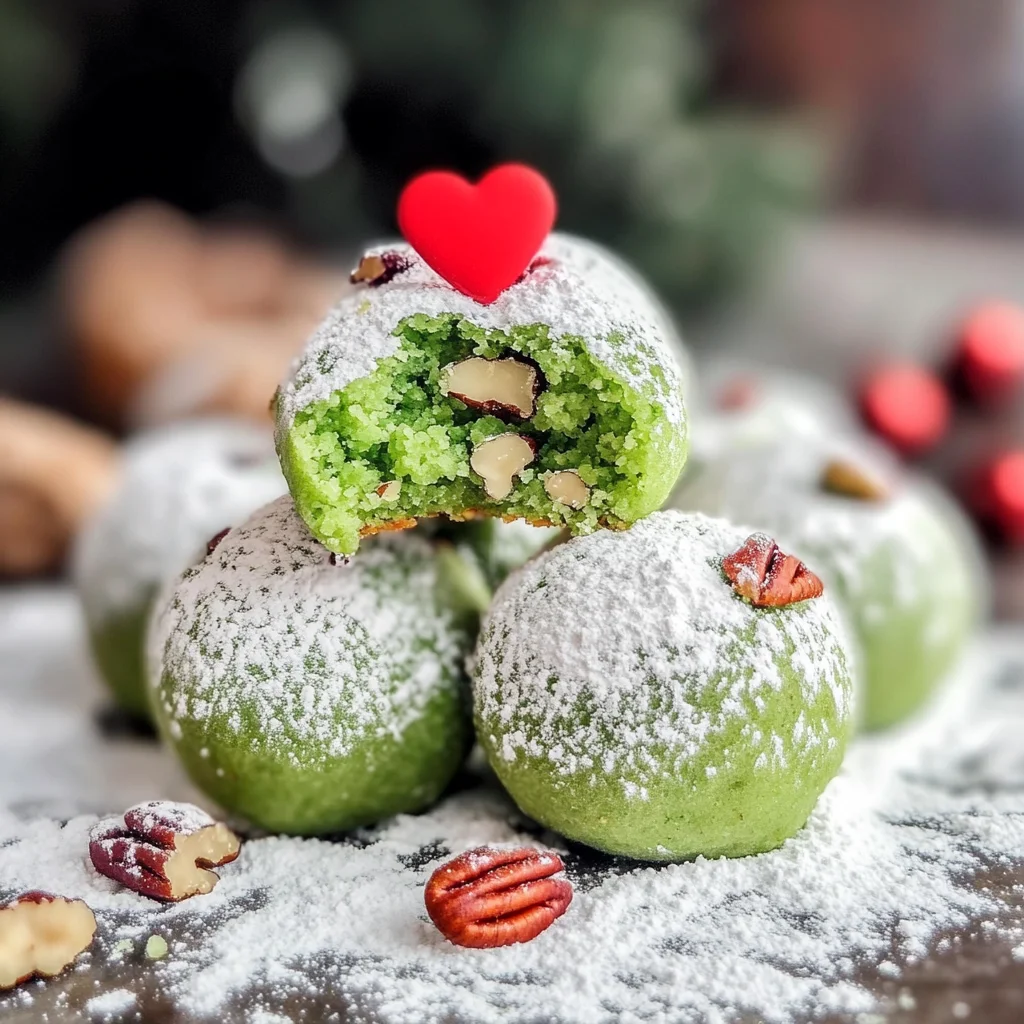 Grinch Cookies - Christmas Snowball Cookies