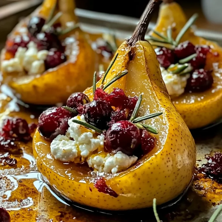 Baked Pears with Goat Cheese, Honey, and Cranberries