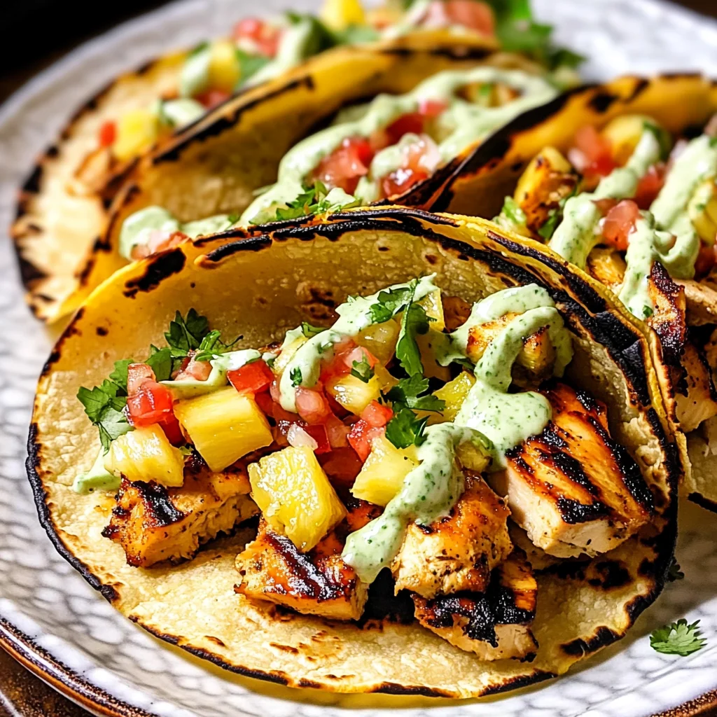 Chili Lime Chicken Tacos with Grilled Pineapple Salsa