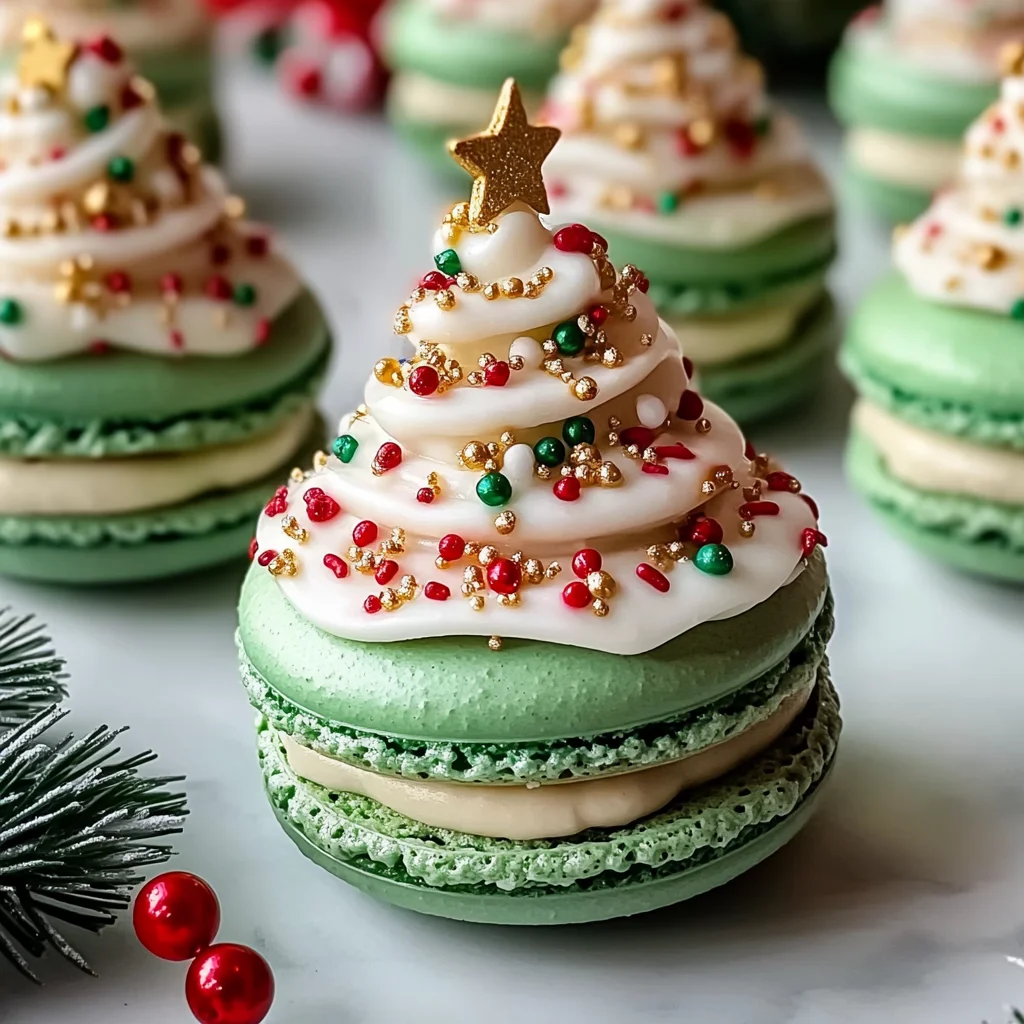 Christmas Tree Cake Macarons