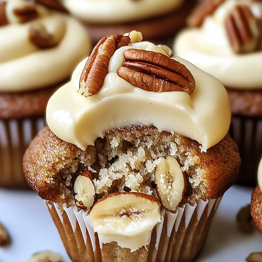 Banana Cinnamon Pecan Cupcakes with Cream Cheese Frosting
