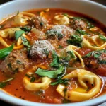 Cheesy Meatball Tortellini Soup