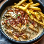 Creamy Chicken Bacon Stroganoff with Golden Fries