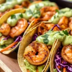 Spicy Shrimp Tacos with Avocado Crema