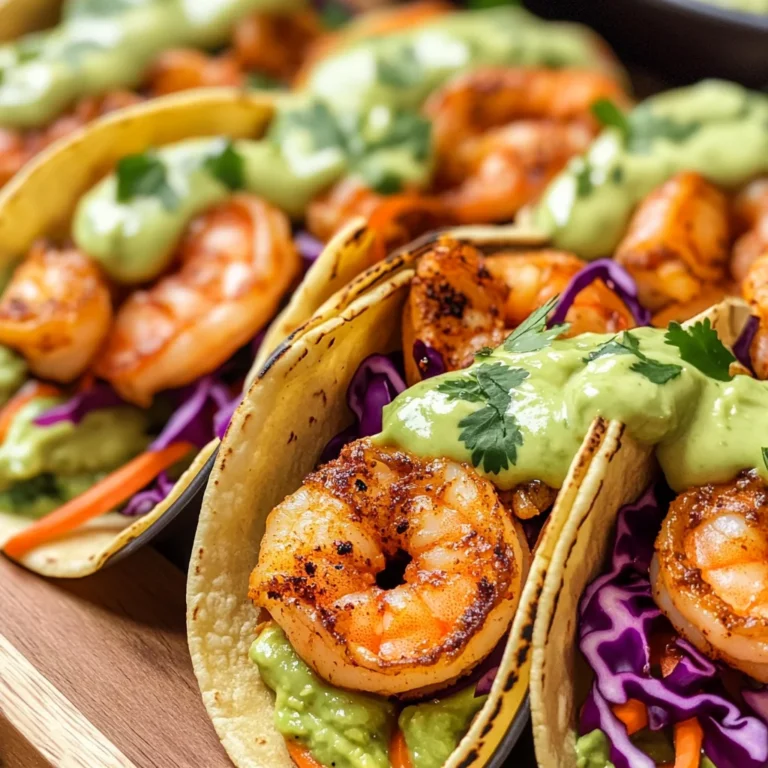 Spicy Shrimp Tacos with Avocado Crema