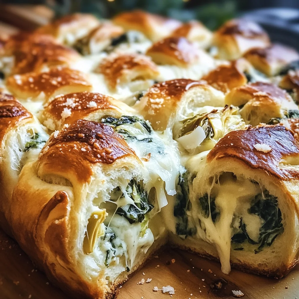 Spinach Artichoke Dip Pull-Apart Christmas Bread