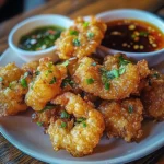 Vietnamese Style Shrimp Fritters with Nuoc Cchicken chicken ham Dipping Sauce