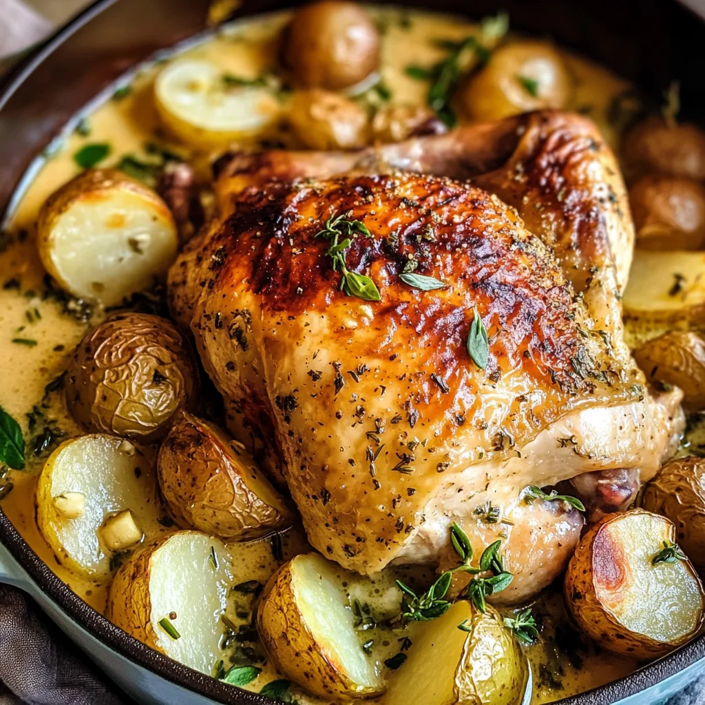 Creamy Lemon and Herb Pot Roasted Chicken