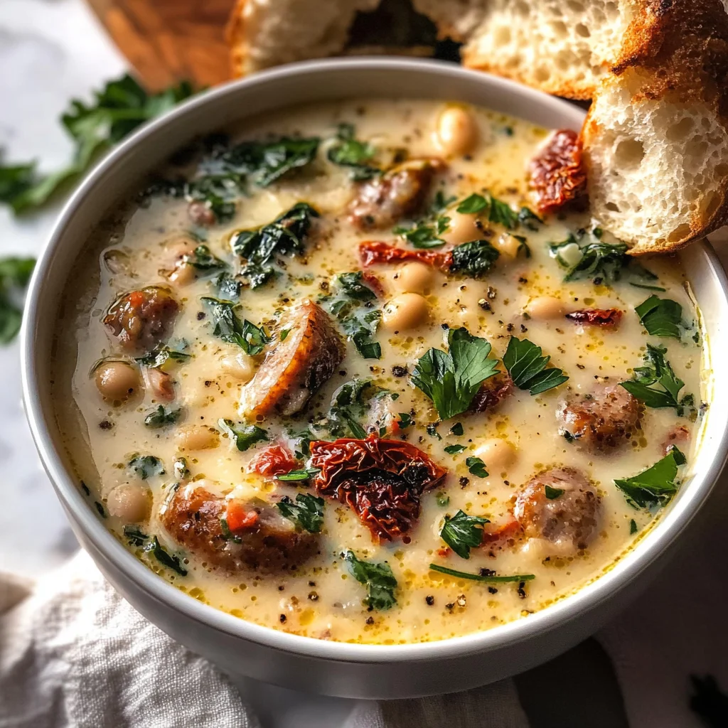 Creamy Tuscan White Bean Lemon Soup