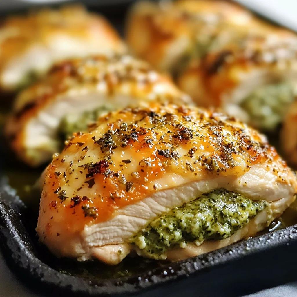 Healthy Pesto Stuffed Chicken Breast