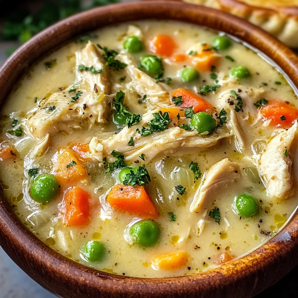 High Protein Chicken Pot Pie Soup
