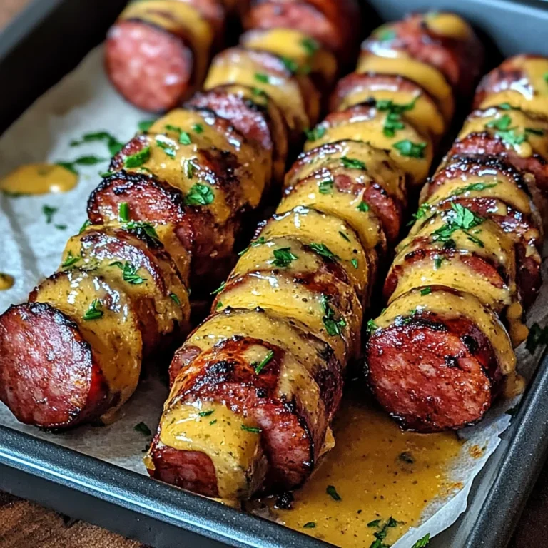 Mustard Hasselback Kielbasa Bites