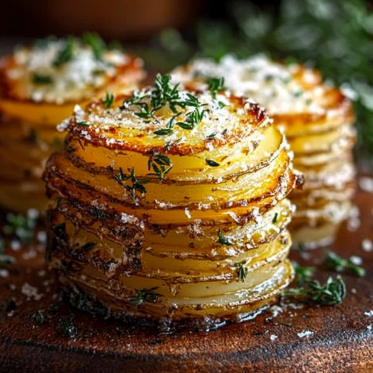 Roasted Garlic Parmesan Potato Stacks
