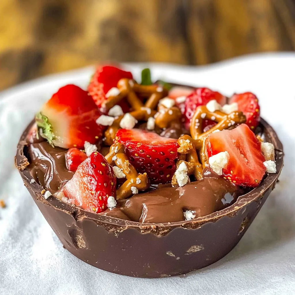 Chocolate strawberry pretzel fudge cups