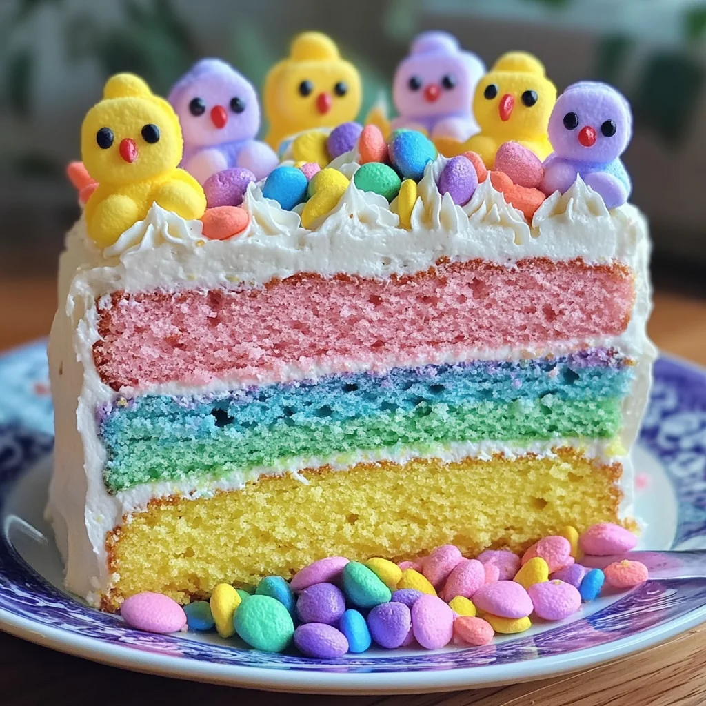 Easter Peep Cake with Multi-Colored Layers