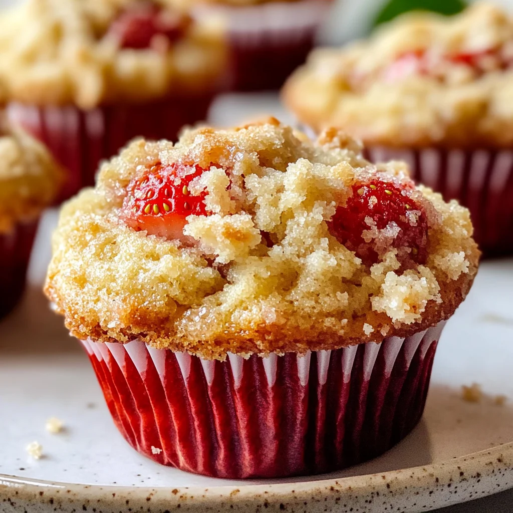 Quick Strawberry Muffins with Crumble Topping
