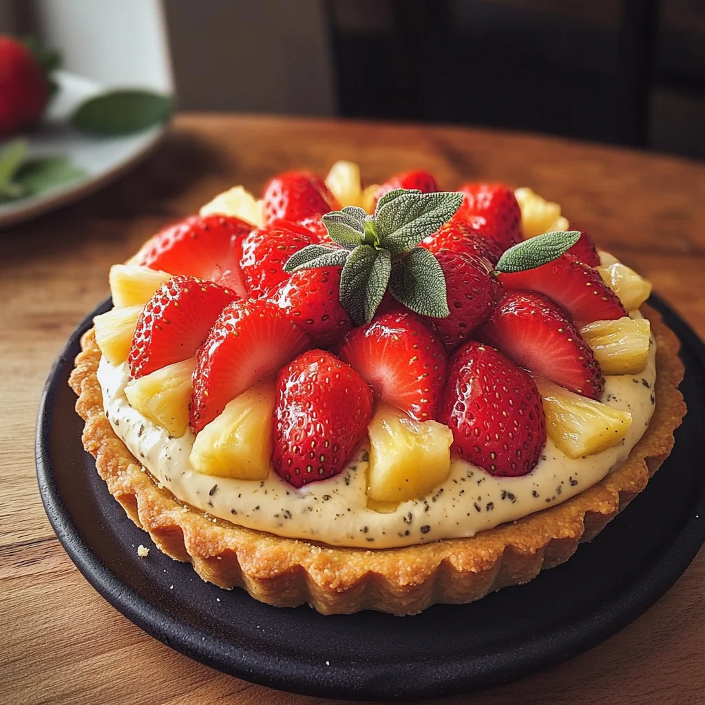 Tarte aux fraises et sauge ananas