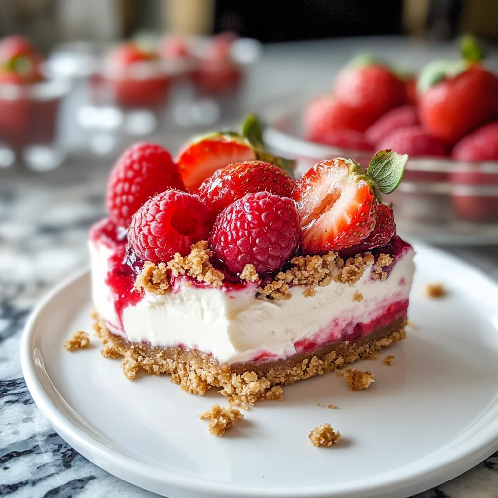 Berry cheesecake with almond crumble