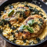 Lemon Cream Sauce Smothered Chicken and Orzo