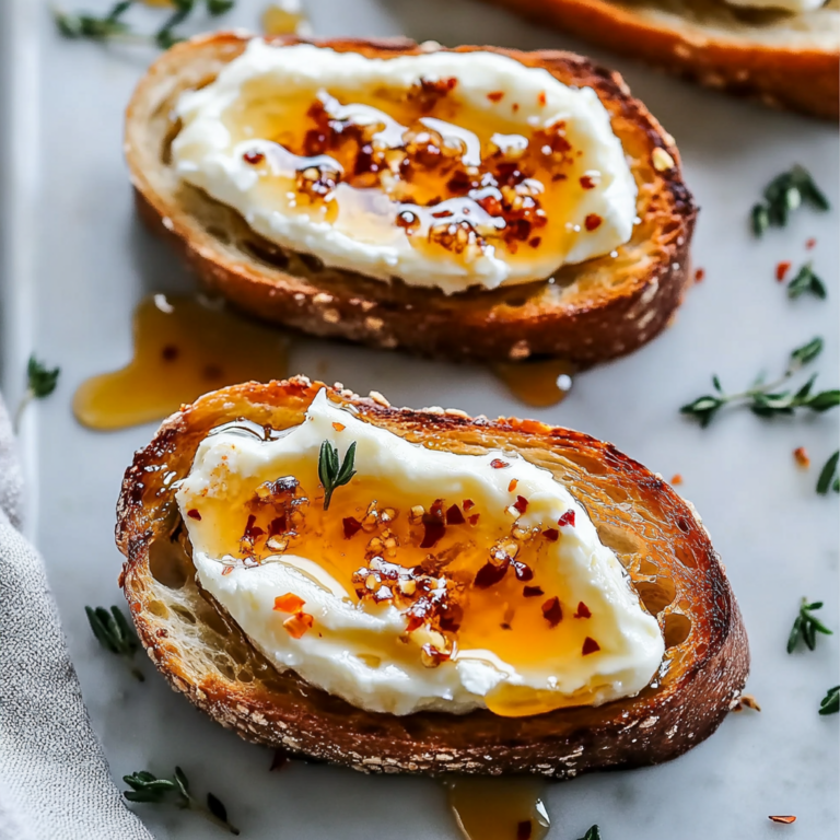Creamy Goat Cheese & Hot Honey Chili Crisp Crostini Bliss