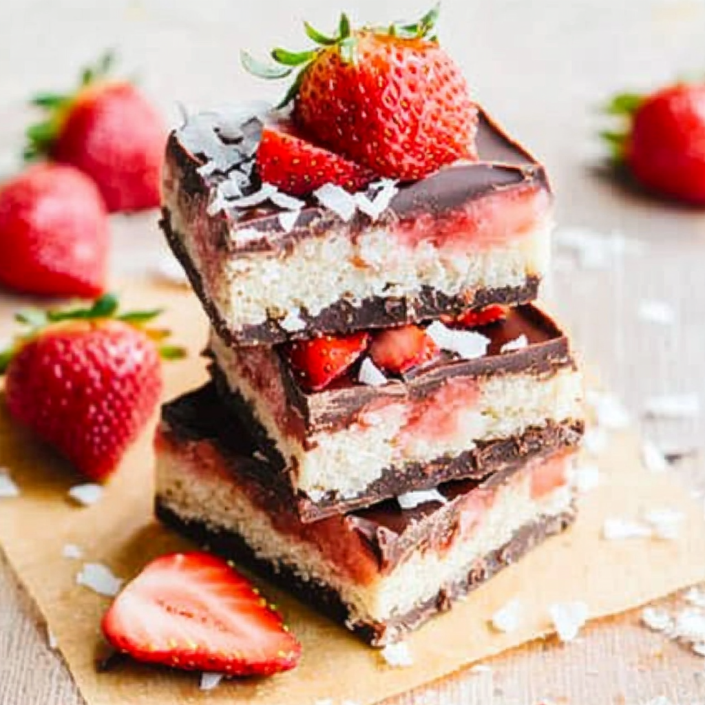 Strawberry Chocolate Bars with Coconut